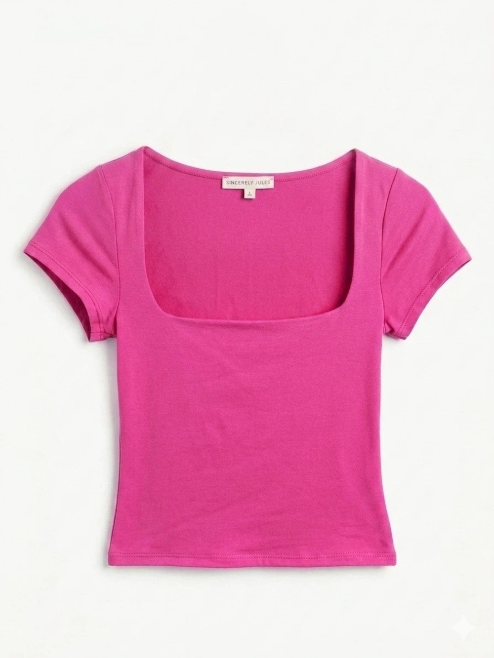 Sincerly Jules Hot Pink Square Neck Short Sleeve Tee